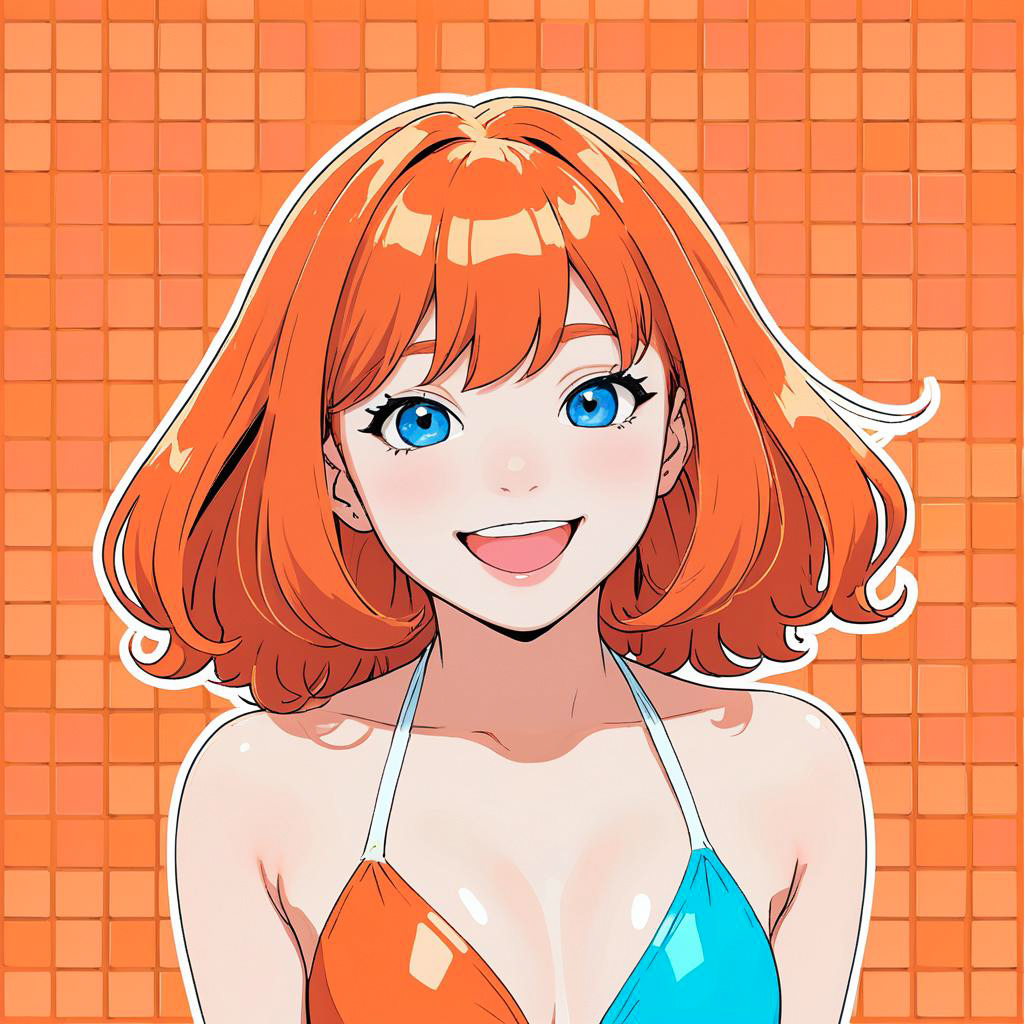 Vibrant Teen in Stylish Swimsuit Scene