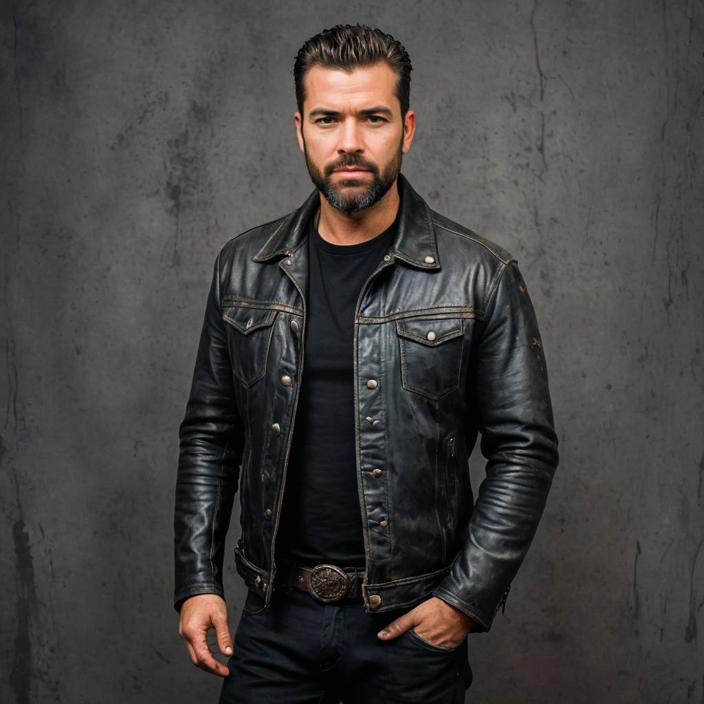 Moody Outlaw Portrait in Leather Attire