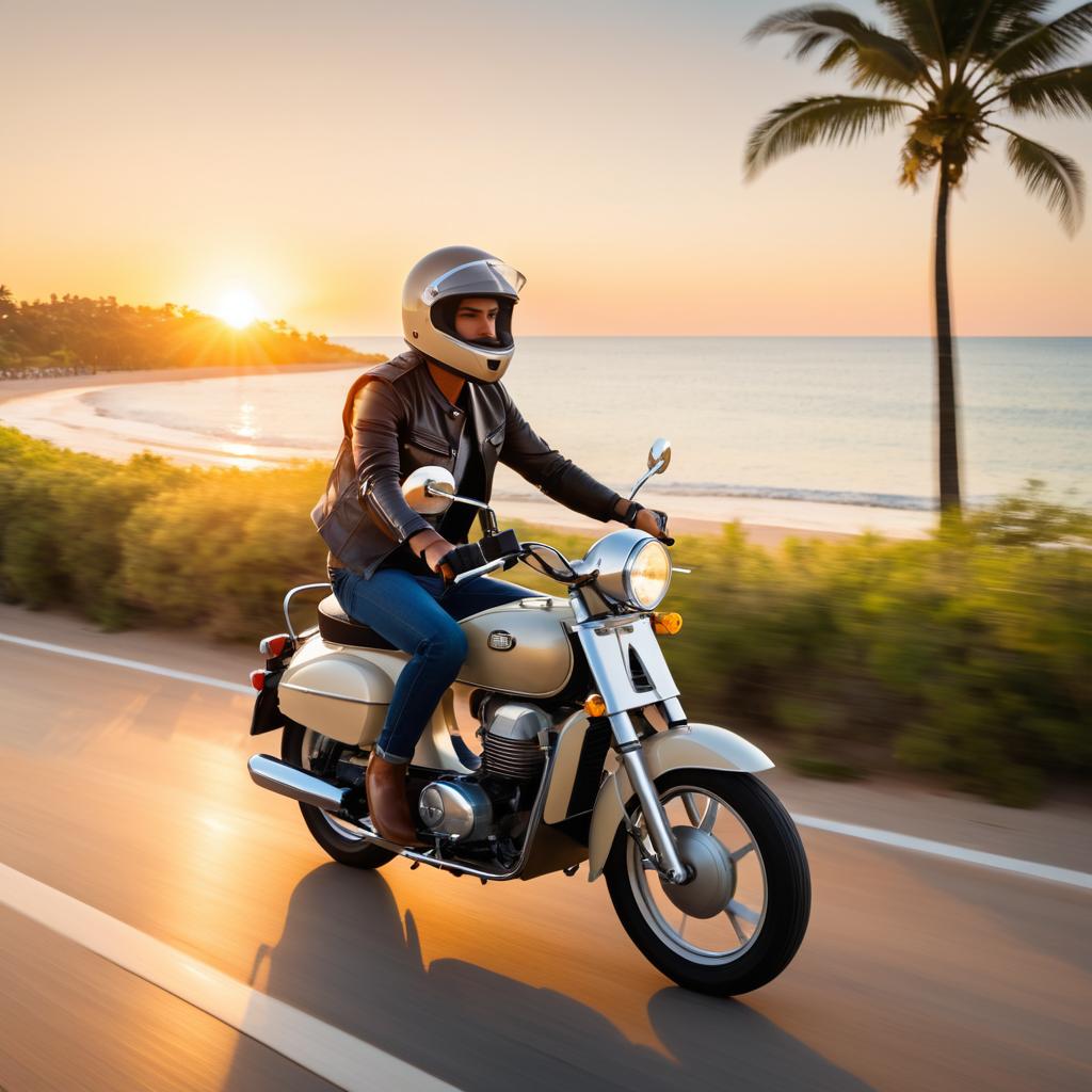 Sunset Ride on a Classic Moped