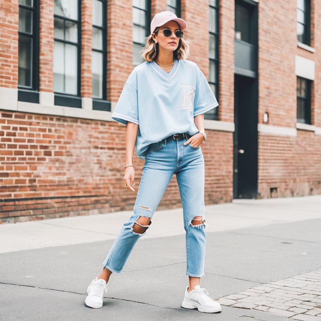 Chic Baseball Jersey Outfit in Action