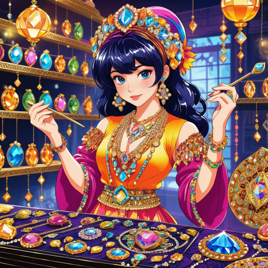 Vivid Anime Jewel Crafter in Action