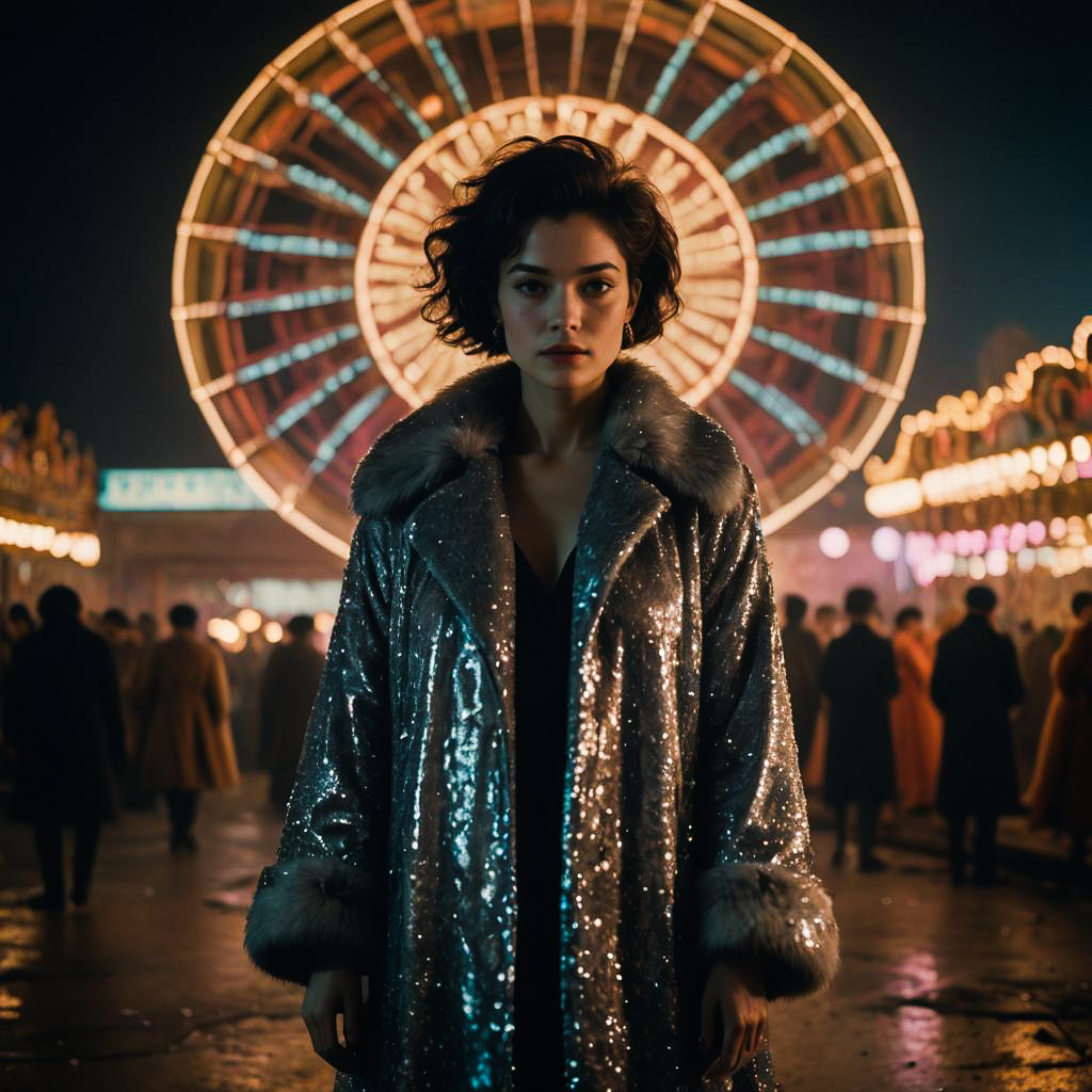 Dreamy High-Fashion Portrait at Carnival