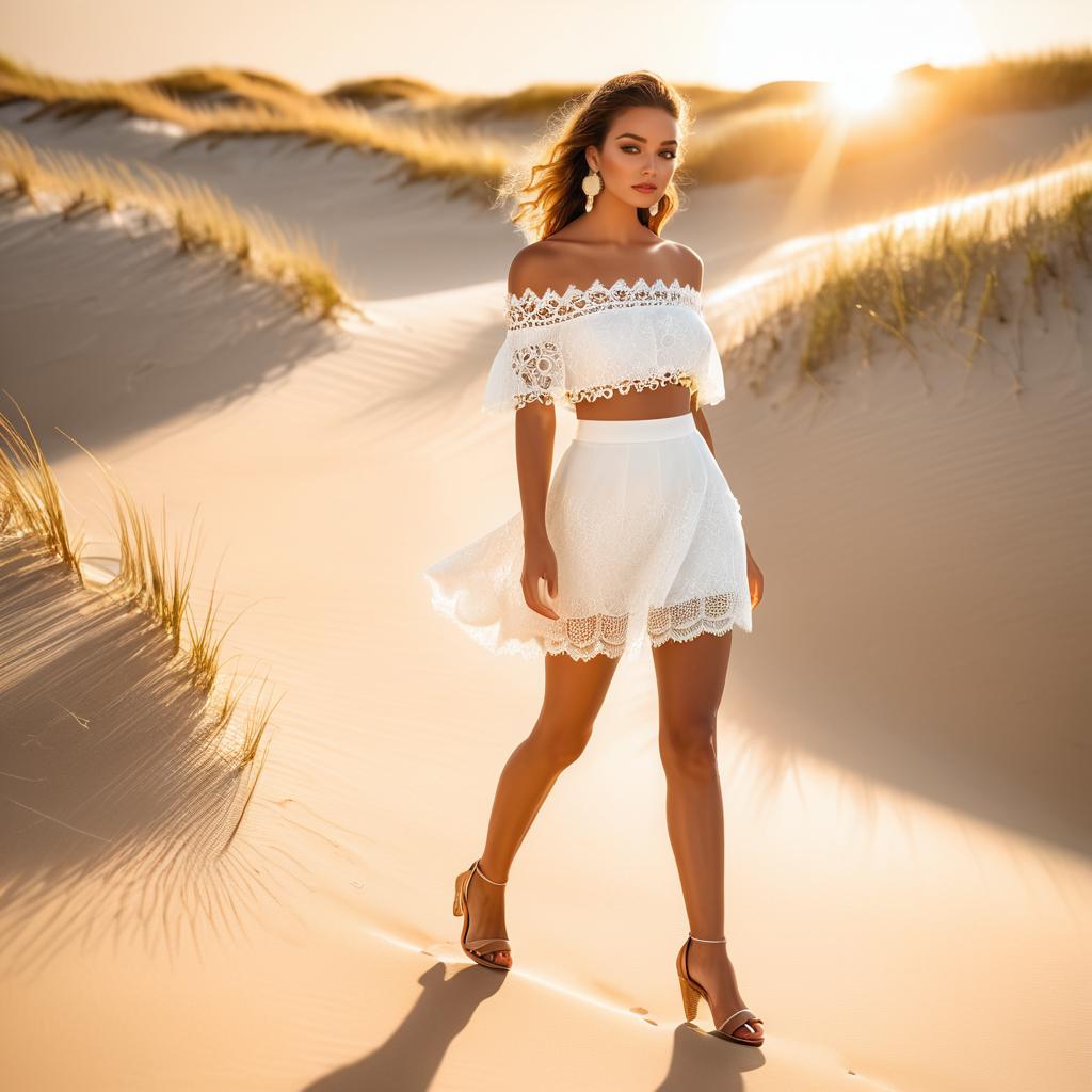 Elegant Shoreline Fashion Photography Scene