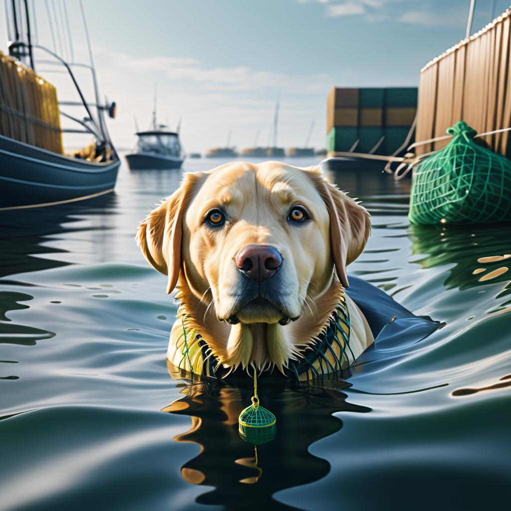 Labrador Retrieving Nets in Harbor