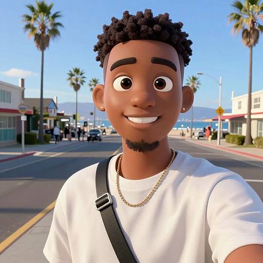 3D Animated Stylish Black Guy Selfie