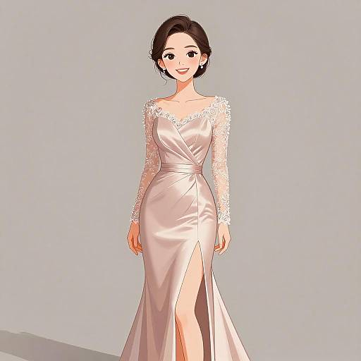 Elegant Woman in Blush Pink Gown