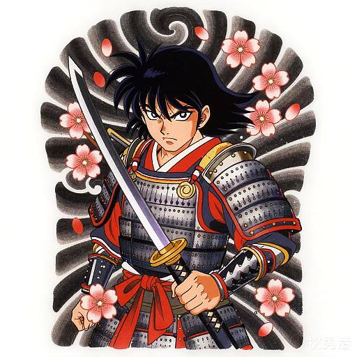 Traditional Anime Samurai Tattoo