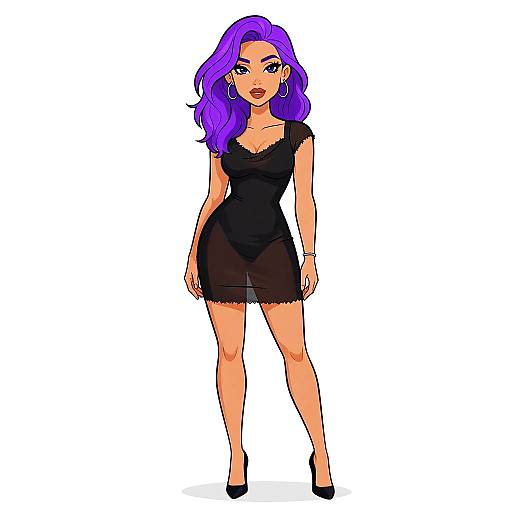 Stylish Woman in Sheer Black Dress