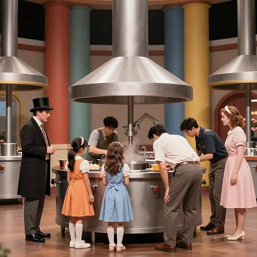 Festive Gathering Around Unique Kitchen Appliance