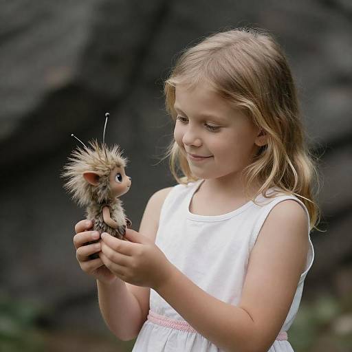 Blonde Girl and Whimsical Creature