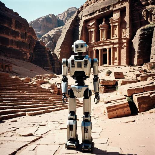 Robot Standing at Petra Archaeological Site