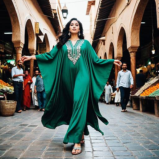 Moroccan Photographer in Emerald Kaftan
