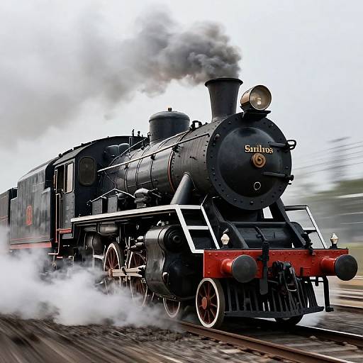 Photograph of a black steam locomotive named 