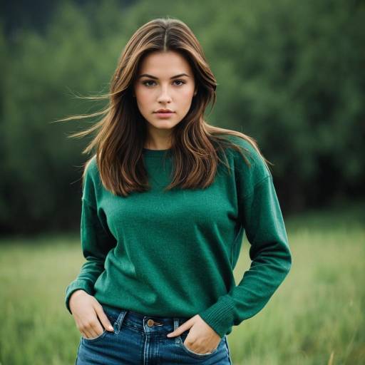 Young Woman in Green Sweater Outdoors