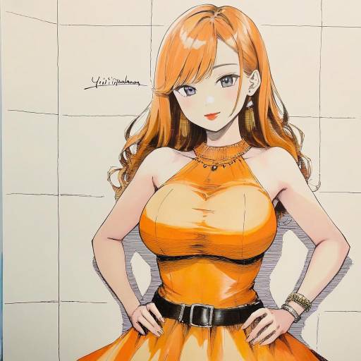 Elegant Yui Yuigahama in Orange Dress