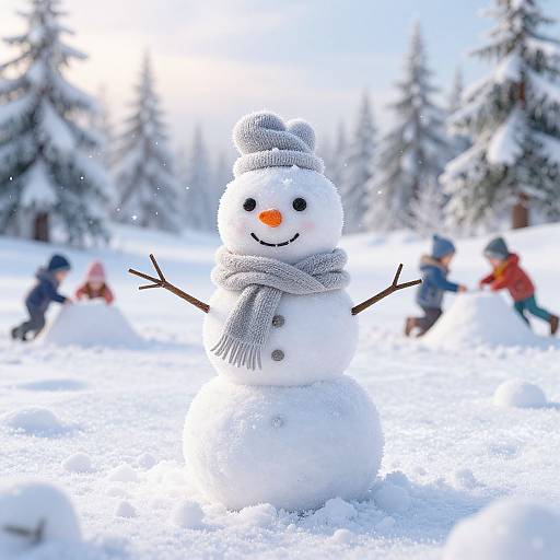 Intricate Bonhomme in Playful Winter Scene