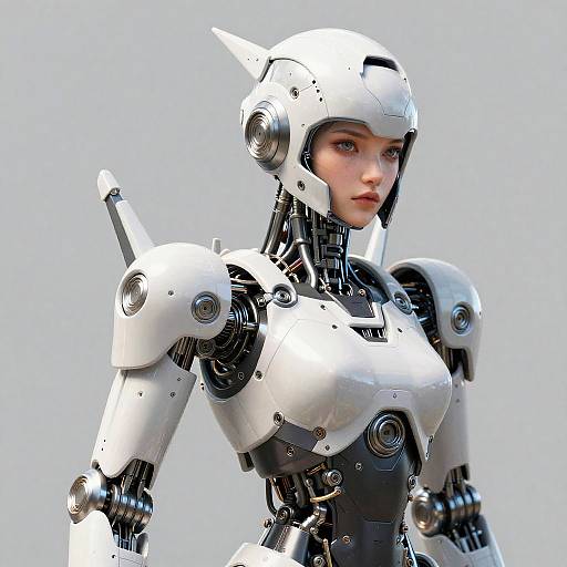 Hyper-Realistic Armored Robot Girl Portrait