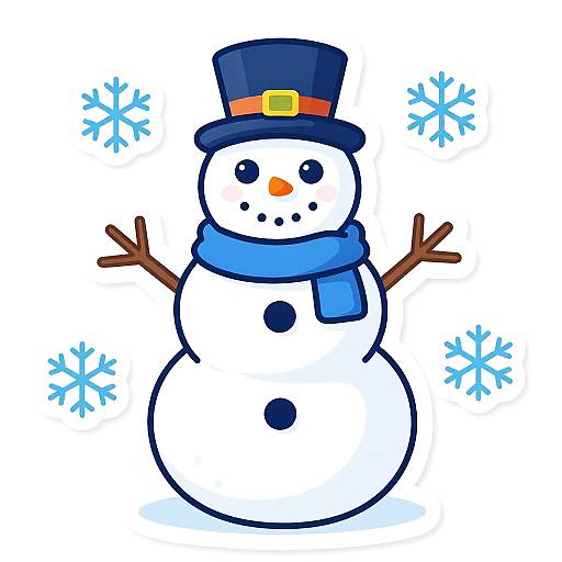 Whimsical Snowman Sticker Art