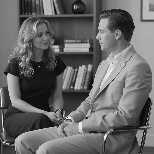 Black and White Office Conversation