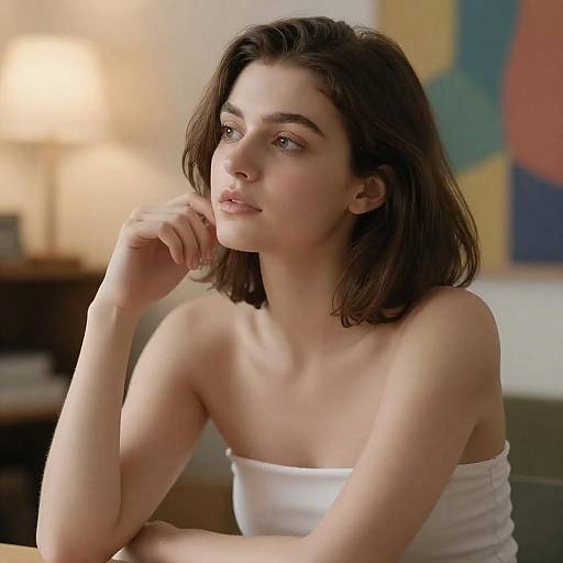 Portrait of Thoughtful Young Woman Indoors