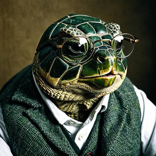 Thoughtful Tortoise in Tweed Vest and Spectacles