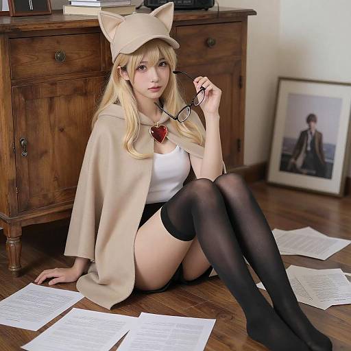 Blonde Woman in Cat-Eared Hat