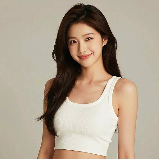 Charming Young Woman in Stylish Crop Top