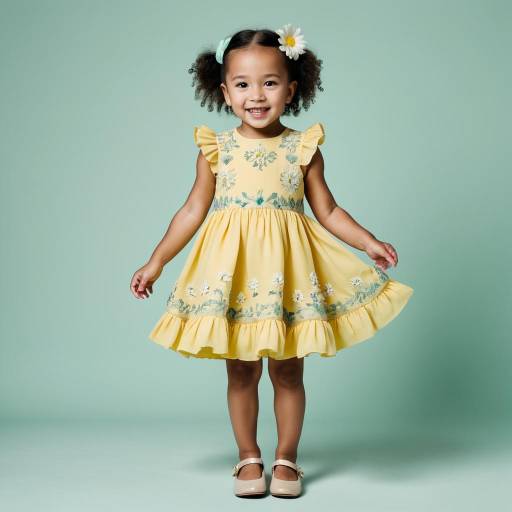 Smiling Girl in Yellow Floral Dress