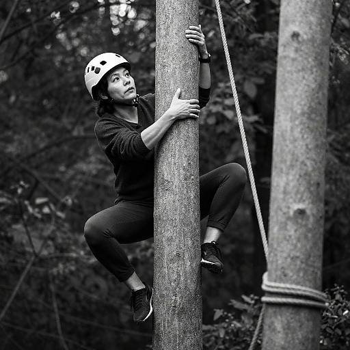 Focused Climber in Black and White