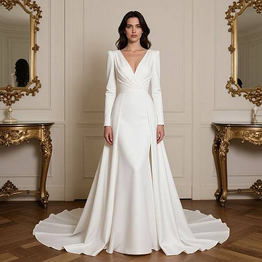 Elegant Woman in White Gown