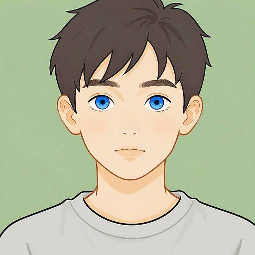 Realistic Boy Portrait with Blue Eyes