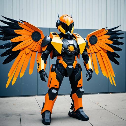 Sleek Orange Mech Bird Cosplay Costume
