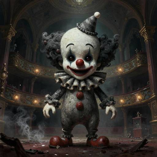 Dark Possessed Circus Clown in Gothic Theater