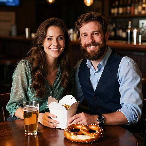 Couple Enjoying Drinks at Cozy Bar