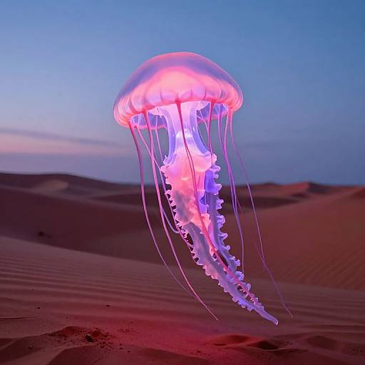 Glowing Jellyfish Over Red Dunes