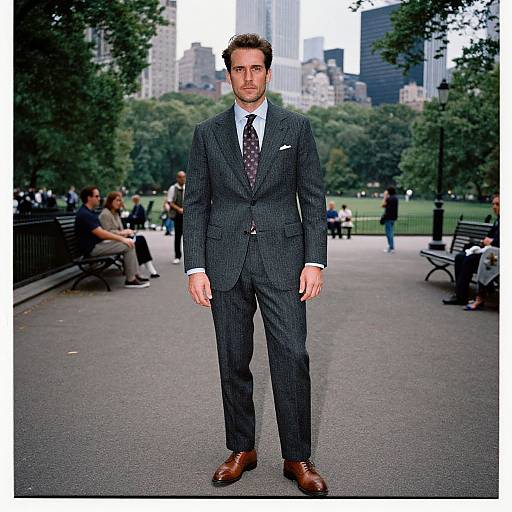 Confident Man in Pinstripe Suit