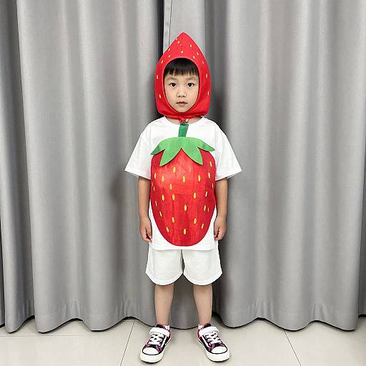 Boy in Strawberry Costume Indoors