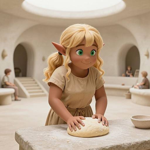 Cheerful Lapanya Kneading Dough