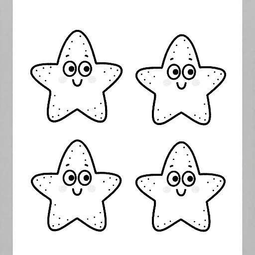 Hand-Drawn Cartoon Starfish Grid