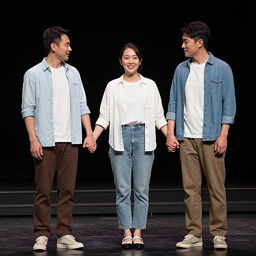 Theatrical Scene with Smiling Actors