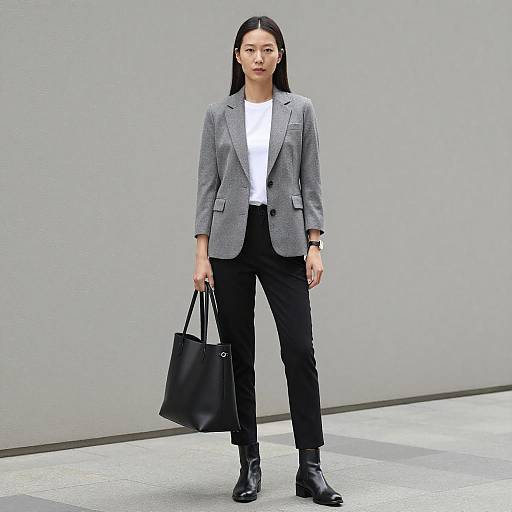 Modern Elegance: Asian Woman in Blazer