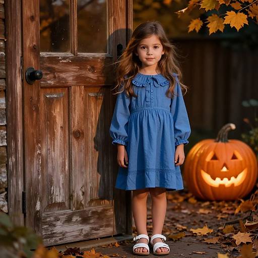 Autumnal Girl by Pumpkin Door