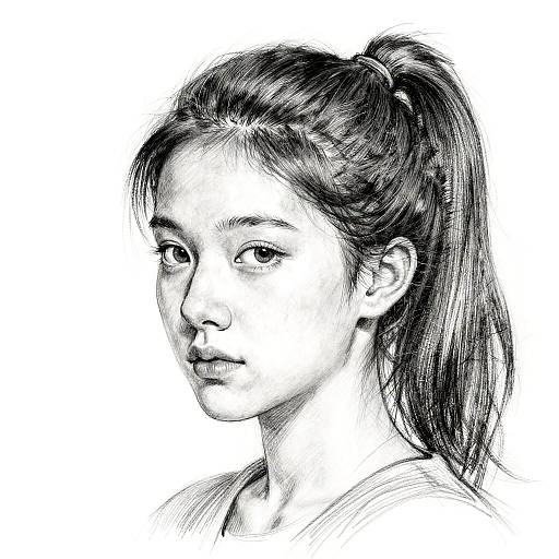 Pencil Sketch of Young Woman