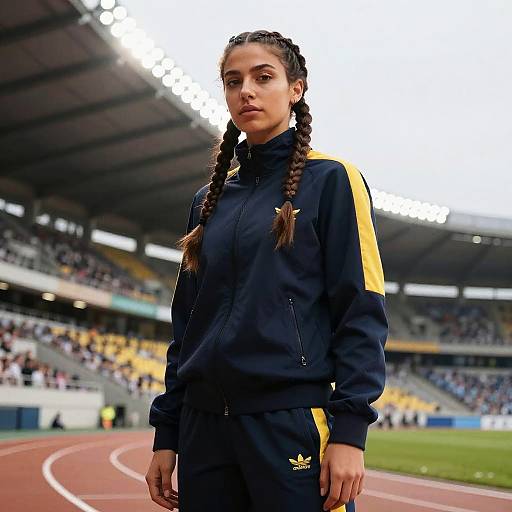 Female Athlete with Half Braids