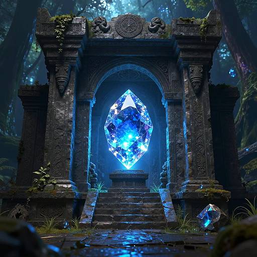 Glowing Gem in Enchanted Ruins