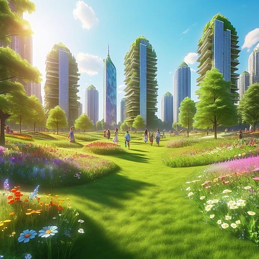 Magical Meadow Amidst Urban Landscape Magical Meadow Amidst Urban Landscape