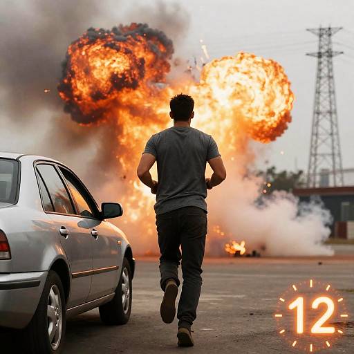 Dynamic Action Shot of a Muscular Man