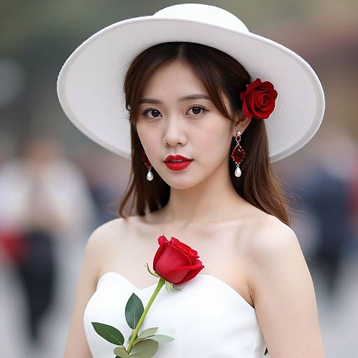 Elegant Black Bride with Red Roses