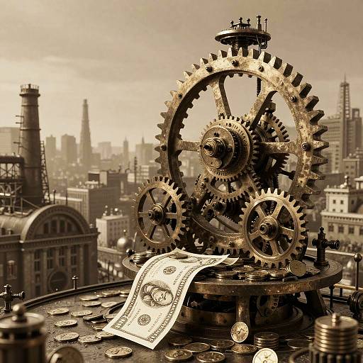 Steampunk Economics Machine Cityscape