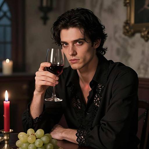 Gothic Man in Candlelit Setting